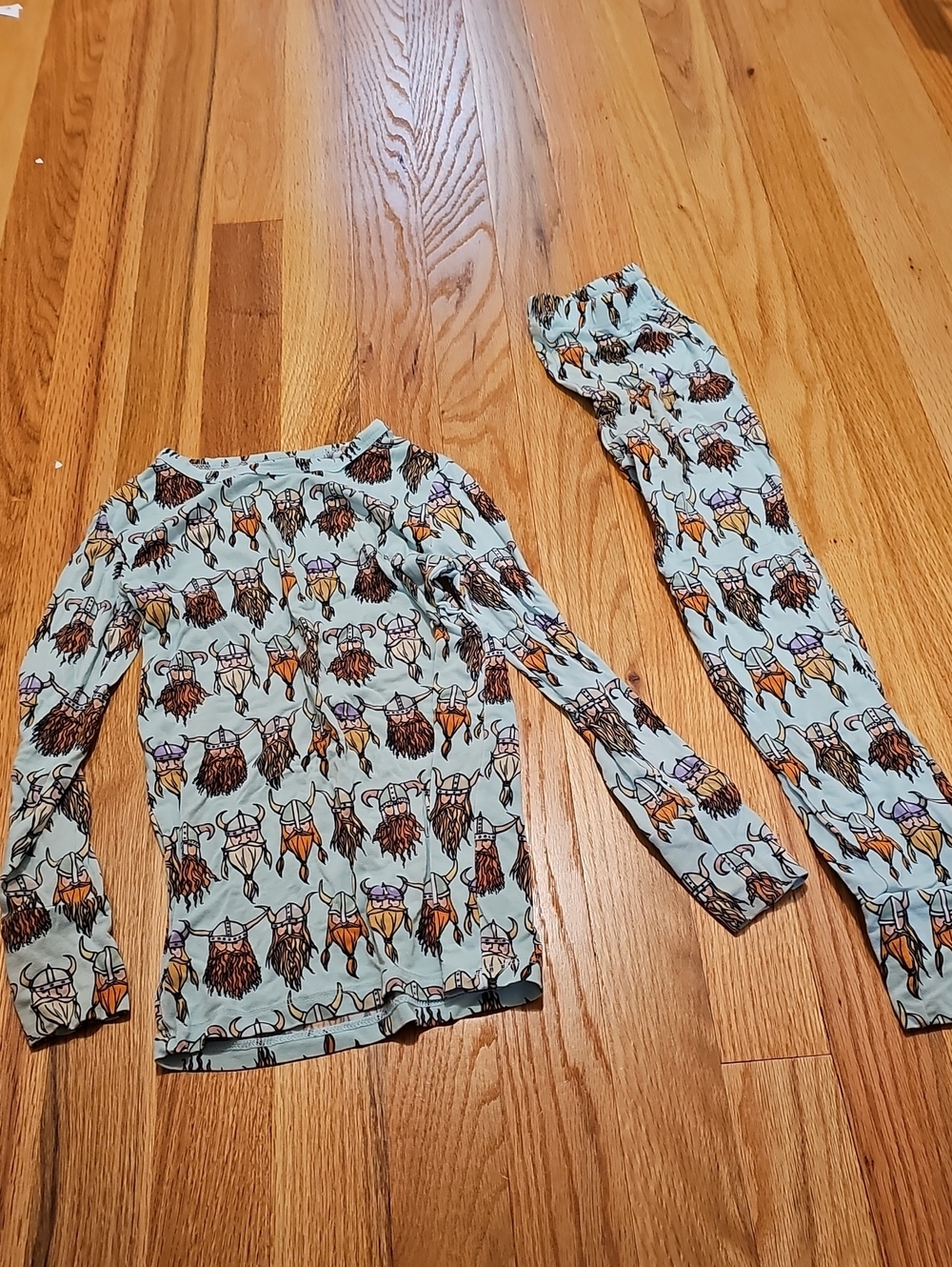 Kids Light Blue Viking Print Pajama Set 5/7